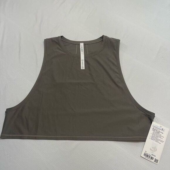 NWT Lululemon Muscle Love Crop Tank Tough Dark Olive Green Size 14 New - Picture 1 of 7